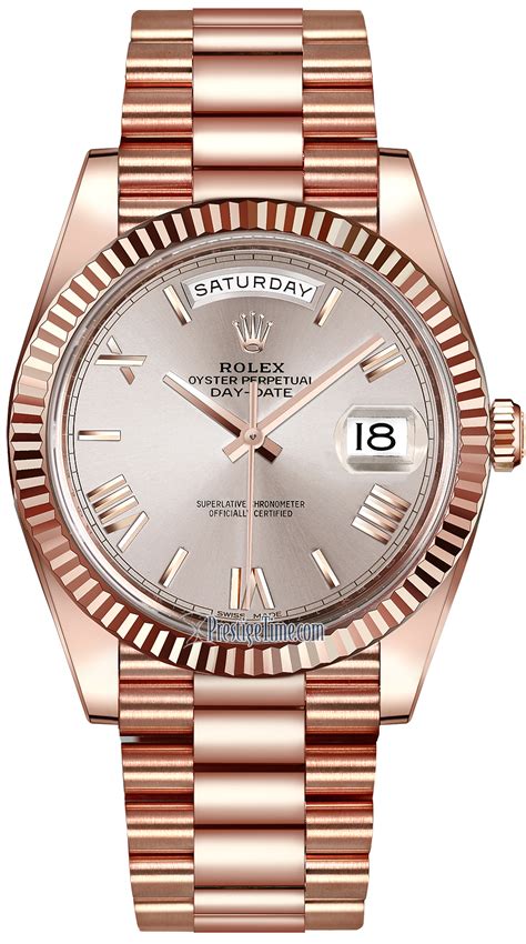 rolex day-date 40mm rose gold sun dust diamond dial|rolex everose gold.